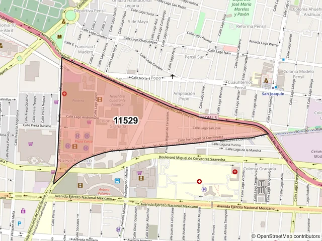 Mapa del código postal 11529, Miguel Hidalgo, Ciudad de México