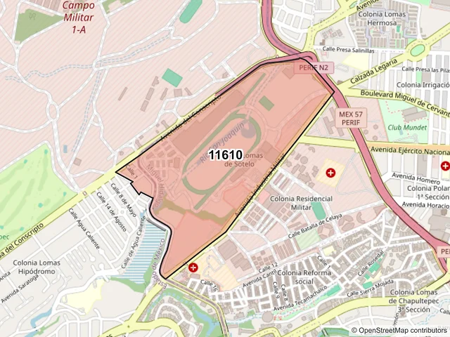 Mapa del código postal 11610, Miguel Hidalgo, Ciudad de México