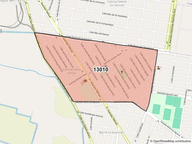 Mapa del código postal 13010, Tláhuac, Ciudad de México