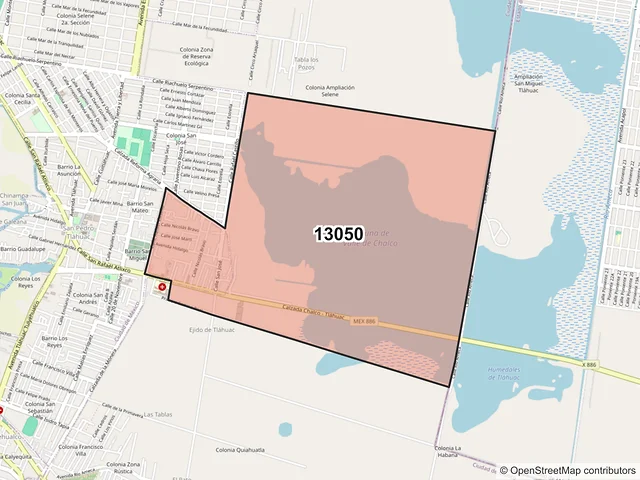 Mapa del código postal 13050, Tláhuac, Ciudad de México