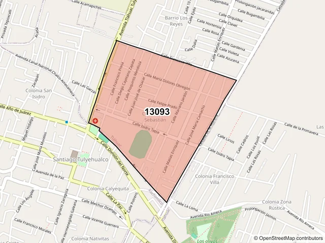 Mapa del código postal 13093, Tláhuac, Ciudad de México