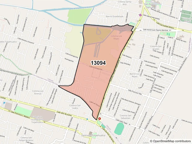 Mapa del código postal 13094, Tláhuac, Ciudad de México