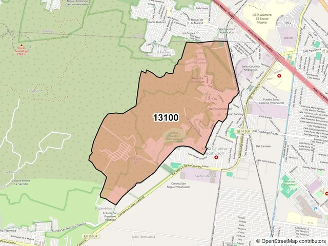 Mapa del código postal 13100, Tláhuac, Ciudad de México