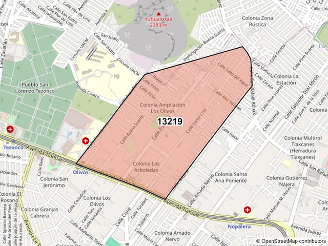Mapa del código postal 13219, Tláhuac, Ciudad de México