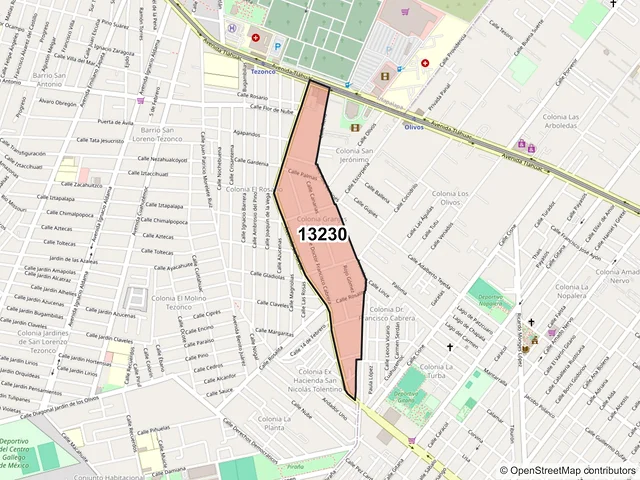 Mapa del código postal 13230, Tláhuac, Ciudad de México