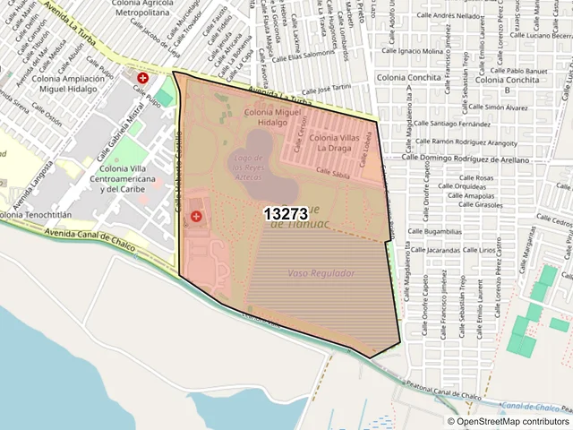 Mapa del código postal 13273, Tláhuac, Ciudad de México