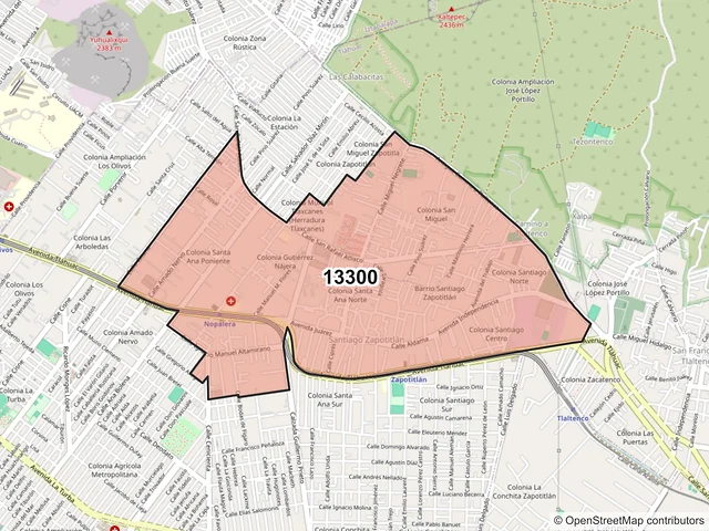 Mapa del código postal 13300, Tláhuac, Ciudad de México