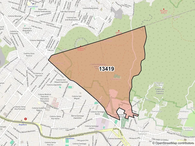 Mapa del código postal 13419, Tláhuac, Ciudad de México