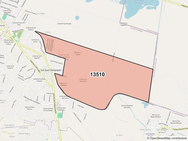 Mapa del código postal 13510, Tláhuac, Ciudad de México