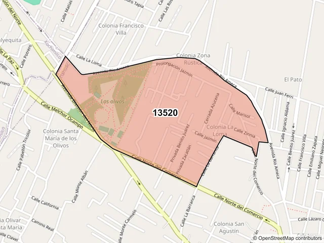 Mapa del código postal 13520, Tláhuac, Ciudad de México
