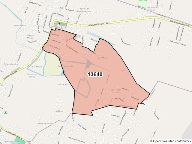 Mapa del código postal 13640, Tláhuac, Ciudad de México