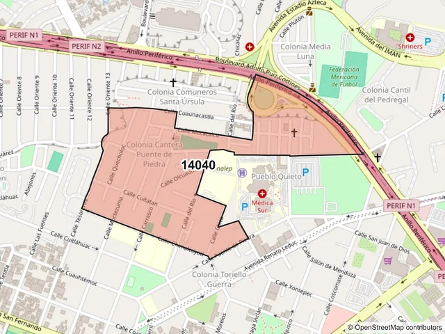 Mapa del código postal 14040, Tlalpan, Ciudad de México