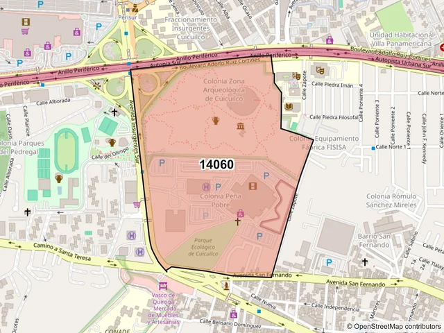 Mapa del código postal 14060, Tlalpan, Ciudad de México