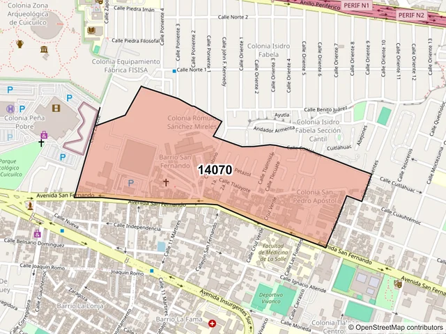 Mapa del código postal 14070, Tlalpan, Ciudad de México