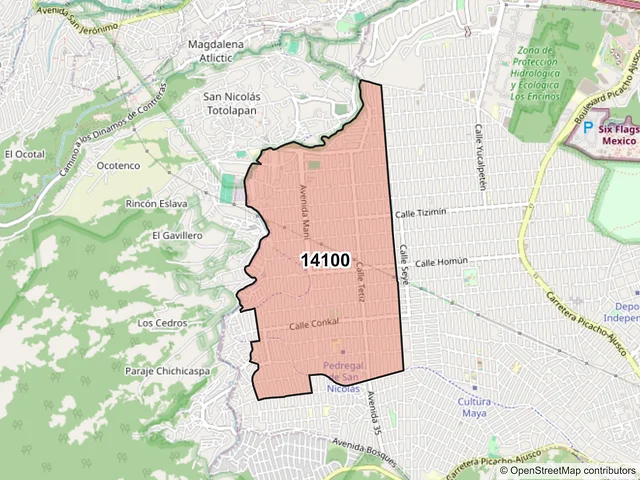 Mapa del código postal 14100, Tlalpan, Ciudad de México