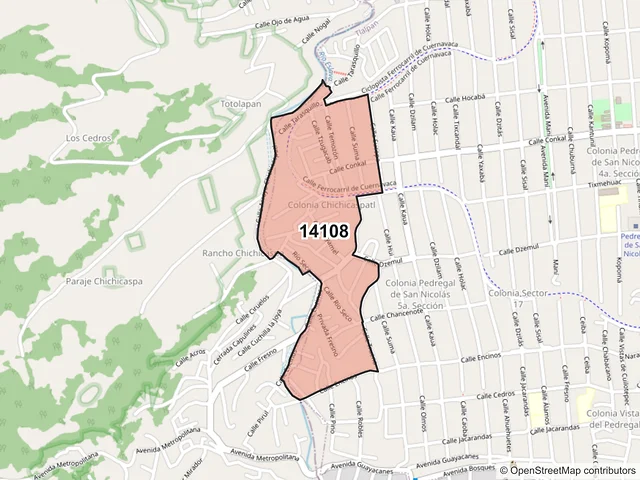 Mapa del código postal 14108, Tlalpan, Ciudad de México