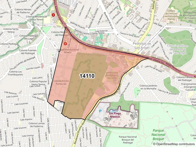 Mapa del código postal 14110, Tlalpan, Ciudad de México