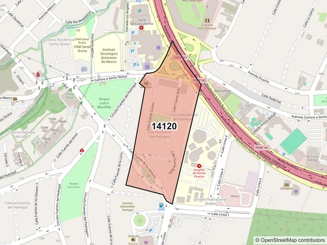 Mapa del código postal 14120, Tlalpan, Ciudad de México
