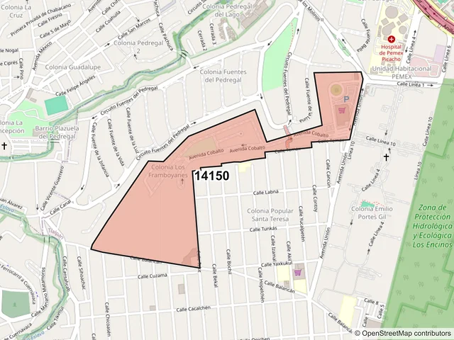 Mapa del código postal 14150, Tlalpan, Ciudad de México