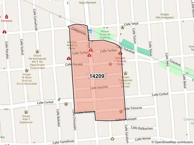 Mapa del código postal 14209, Tlalpan, Ciudad de México