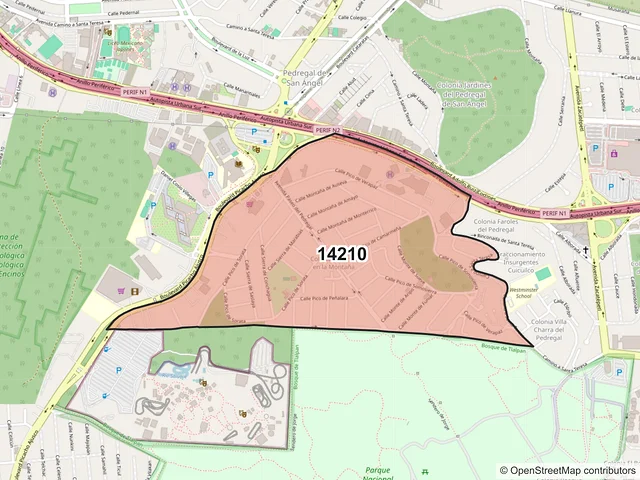 Mapa del código postal 14210, Tlalpan, Ciudad de México