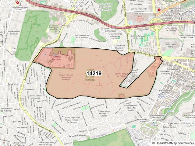 Mapa del código postal 14219, Tlalpan, Ciudad de México