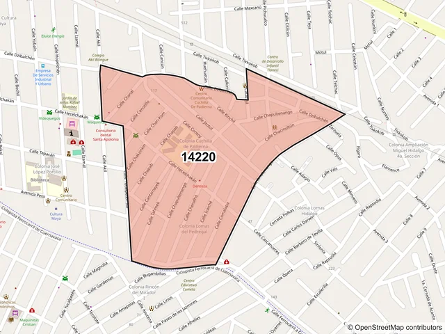 Mapa del código postal 14220, Tlalpan, Ciudad de México