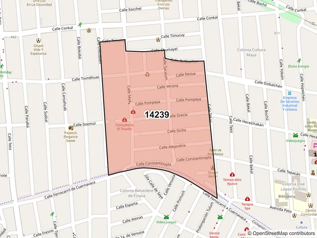 Mapa del código postal 14239, Tlalpan, Ciudad de México