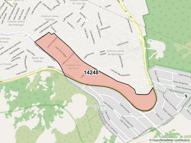 Mapa del código postal 14248, Tlalpan, Ciudad de México
