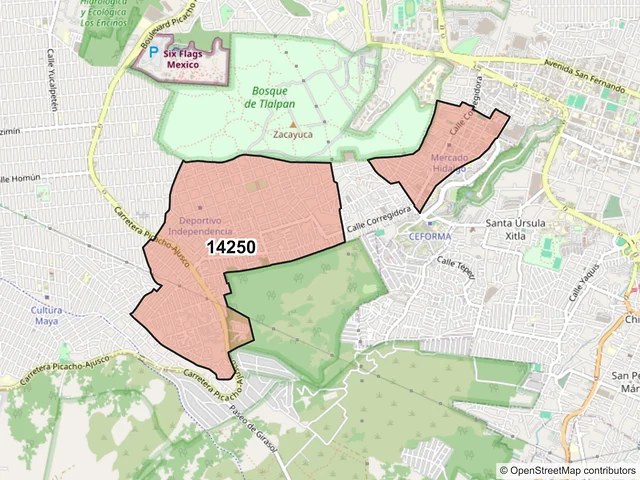Mapa del código postal 14250, Tlalpan, Ciudad de México
