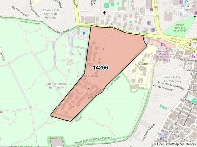 Mapa del código postal 14266, Tlalpan, Ciudad de México