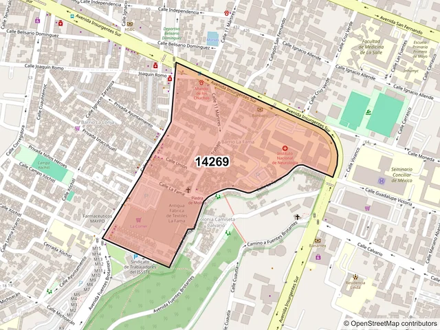 Mapa del código postal 14269, Tlalpan, Ciudad de México