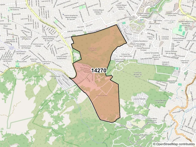 Mapa del código postal 14270, Tlalpan, Ciudad de México