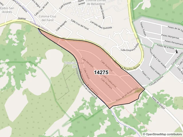 Mapa del código postal 14275, Tlalpan, Ciudad de México