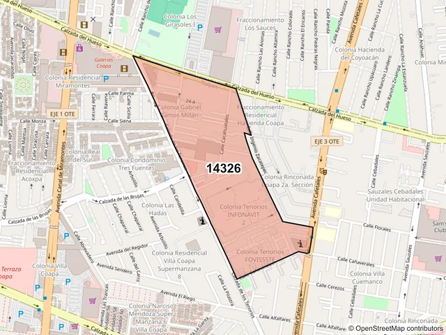 Mapa del código postal 14326, Tlalpan, Ciudad de México