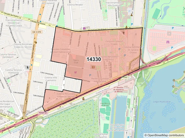 Mapa del código postal 14330, Tlalpan, Ciudad de México