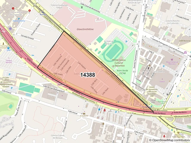 Mapa del código postal 14388, Tlalpan, Ciudad de México