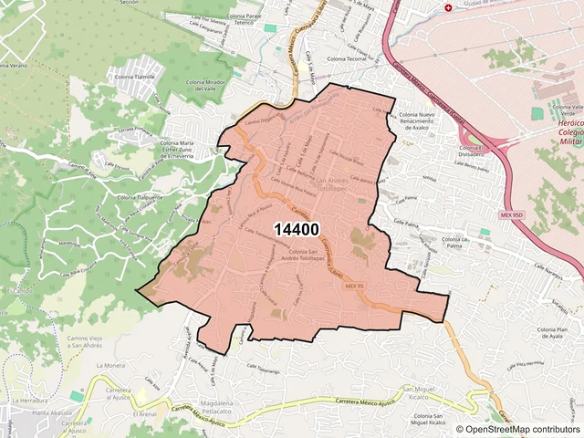 Mapa del código postal 14400, Tlalpan, Ciudad de México