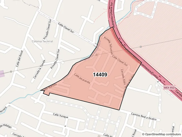 Mapa del código postal 14409, Tlalpan, Ciudad de México