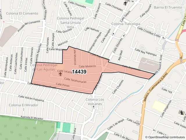 Mapa del código postal 14439, Tlalpan, Ciudad de México