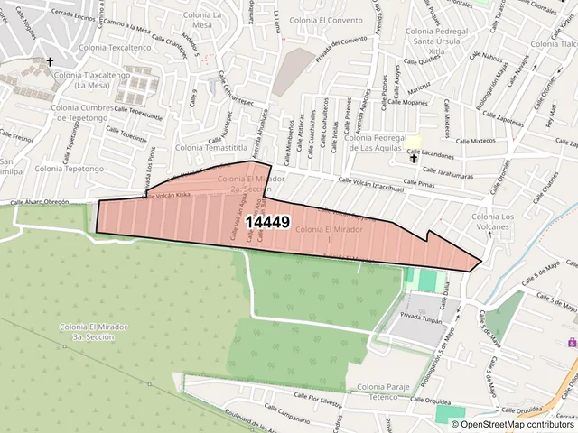 Mapa del código postal 14449, Tlalpan, Ciudad de México