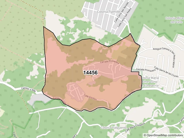 Mapa del código postal 14456, Tlalpan, Ciudad de México