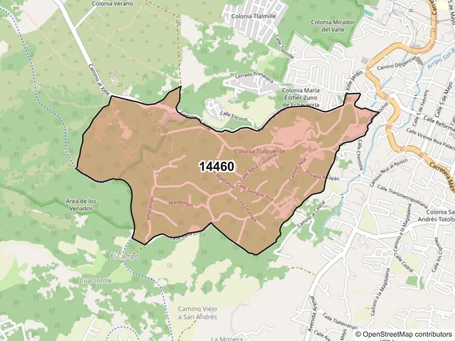 Mapa del código postal 14460, Tlalpan, Ciudad de México