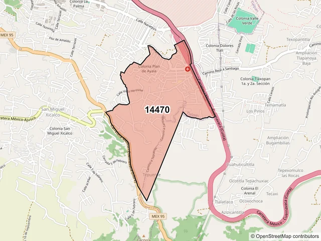 Mapa del código postal 14470, Tlalpan, Ciudad de México