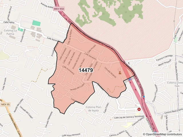Mapa del código postal 14479, Tlalpan, Ciudad de México