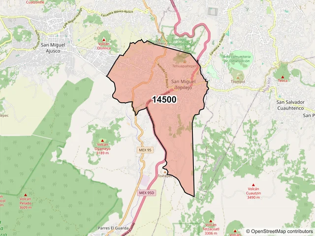 Mapa del código postal 14500, Tlalpan, Ciudad de México