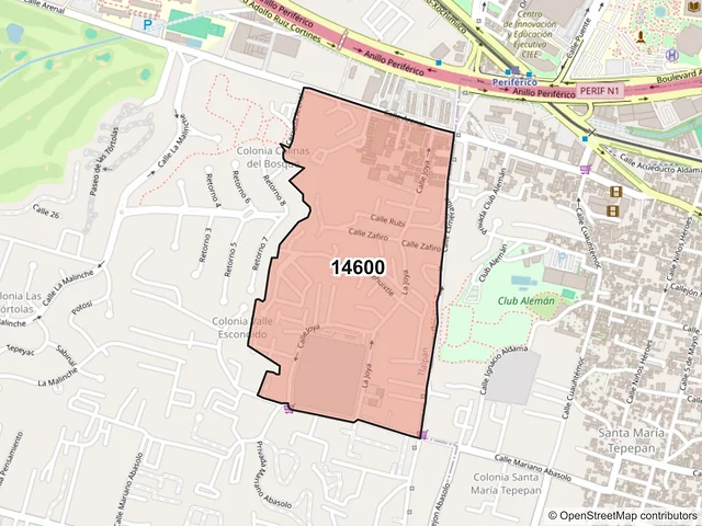 Mapa del código postal 14600, Tlalpan, Ciudad de México