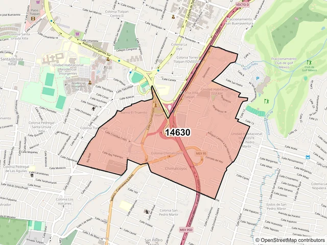Mapa del código postal 14630, Tlalpan, Ciudad de México