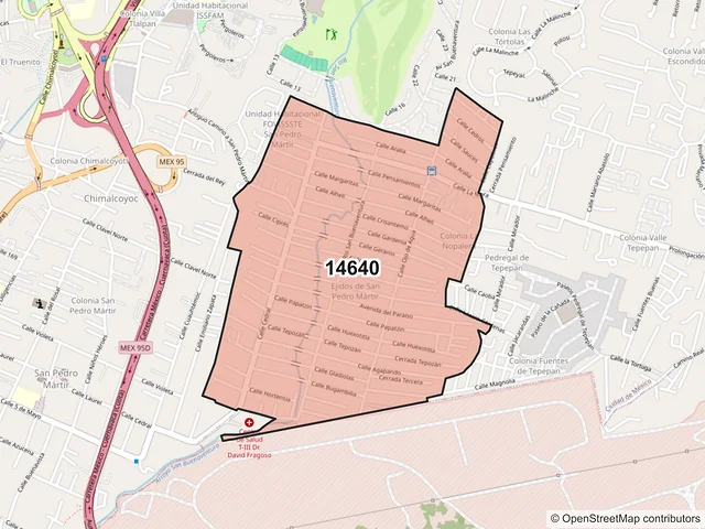 Mapa del código postal 14640, Tlalpan, Ciudad de México