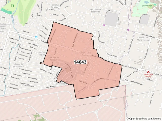 Mapa del código postal 14643, Tlalpan, Ciudad de México